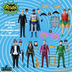 Batman 1966 Classic TV Series Deluxe Boxed Set - 5 Points Figures - Mezco