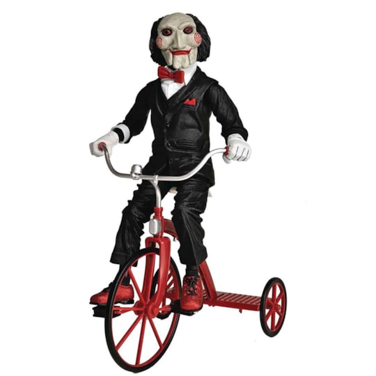 Billy The Puppet On Tricycle Figure com som 30 cm - Saw Jogos Mortais - NECA