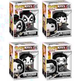 Conjunto Banda Kiss Completa Funko Pop #471 a #474 Rock and Roll All Nite Sayings