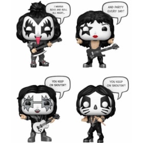 Conjunto Banda Kiss Completa Funko Pop #471 a #474 Rock and Roll All Nite Sayings