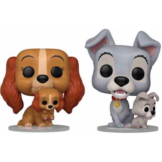 Conjunto Funko Pop Dama #1553 e o Vagabundo #1554 - 70th Anniversary Lady & the Tramp - Disney