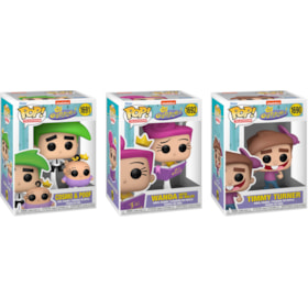 Conjunto Funko Pop Padrinhos Mágicos Timmy #1690 Wanda #1692 e Cosmo #1691 - Fairly Odd Parents