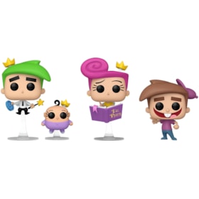 Conjunto Funko Pop Padrinhos Mágicos Timmy #1690 Wanda #1692 e Cosmo #1691 - Fairly Odd Parents