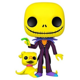 Funko Pop Jack Skellington with Zero 25 cm #809 - Black Light Luz Negra - O Estranho Mundo de Jack