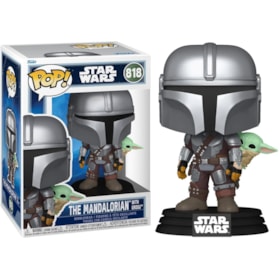 Funko Pop The Mandalorian with Grogu #818 - O Mandaloriano - Star Wars