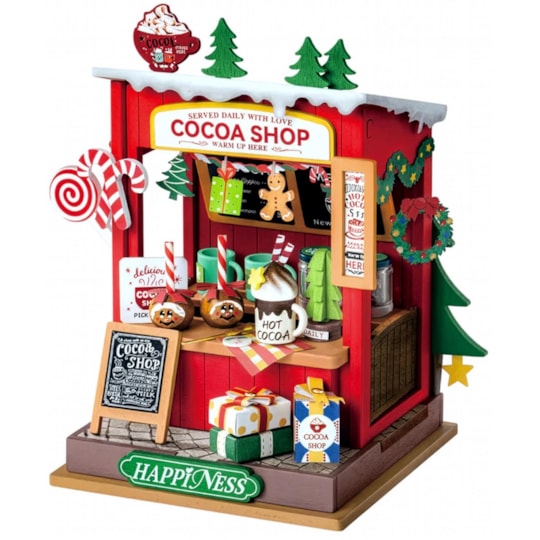 Kit de Montar Cocoa Shop Book Nook Diorama para prateleira - Hands Craft Rolife