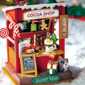Kit de Montar Cocoa Shop Book Nook Diorama para prateleira - Hands Craft Rolife