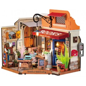 Kit de Montar Corner Bookstore Book Nook Diorama para prateleira - Hands Craft Rolife