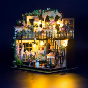 Kit de Montar Darcy Flower House Book Nook Diorama para prateleira - Hands Craft Hongda