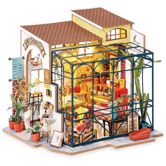 Kit de Montar Emily's Flower Shop Book Nook Diorama para prateleira Hands Craft Rolife
