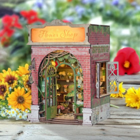 Kit de Montar Flower Shop Book Nook Diorama para prateleira - Hands Craft