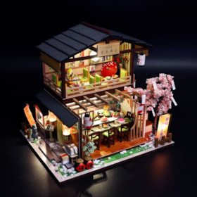 Kit de Montar Gibbon Sushi House Book Nook Diorama para prateleira - Hands Craft Hongda