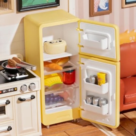 Kit de Montar Happy Meals Kitchen Book Nook Diorama para prateleira Hands Craft Rolife