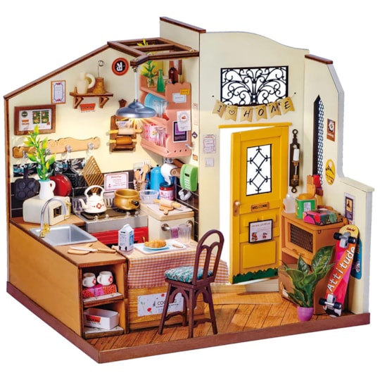 Kit de Montar Homey Kitchen Book Nook Diorama para prateleira Hands Craft Rolife