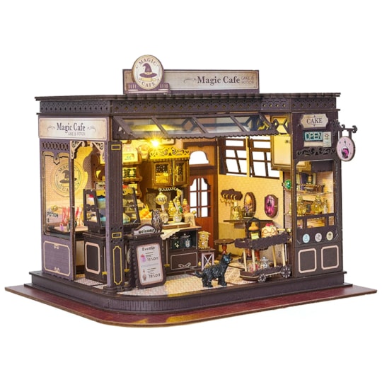 Kit de Montar Magic Cafe Book Nook Diorama para prateleira - Hands Craft