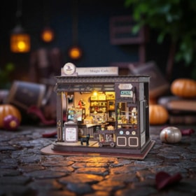 Kit de Montar Magic Cafe Book Nook Diorama para prateleira - Hands Craft
