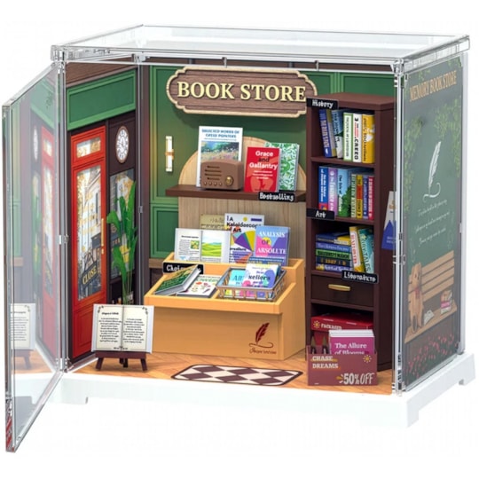 Kit de Montar Memory Book Store Book Nook Diorama para prateleira - Hands Craft Rolife