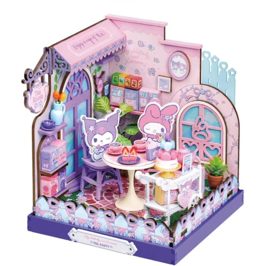 Kit de Montar My Melody and Kuromi Tea Party Book Nook Diorama para prateleira - Hello Kitty - Hands Craft