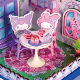 Kit de Montar My Melody and Kuromi Tea Party Book Nook Diorama para prateleira - Hello Kitty - Hands Craft