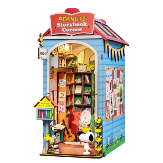Kit de Montar Peanuts Storybook CornerBook Nook Diorama para prateleira - Snoopy - Hands Craft