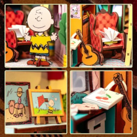 Kit de Montar Peanuts Storybook CornerBook Nook Diorama para prateleira - Snoopy - Hands Craft