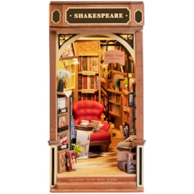 Kit de Montar Shakespeare Bookstore Book Nook Diorama para prateleira - Hands Craft Rolife