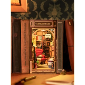 Kit de Montar Shakespeare Bookstore Book Nook Diorama para prateleira - Hands Craft Rolife
