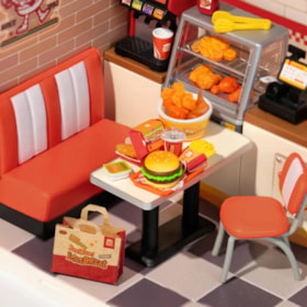 Kit de Montar Yum Yum Burger Book Nook Diorama para prateleira - Hands Craft Rolife