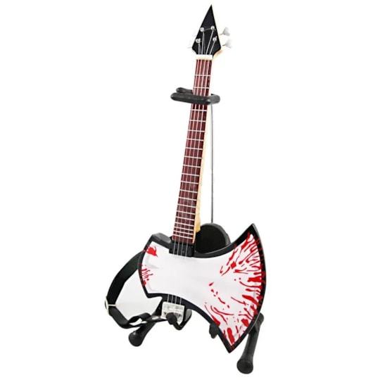 Réplica Baixo Guitarra Miniatura Gene Simmons Kiss Blood Axe Heaven