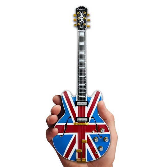 Réplica Guitarra Miniatura Epiphone Union Jack Sheraton Noel Gallagher Oasis Axe Heaven