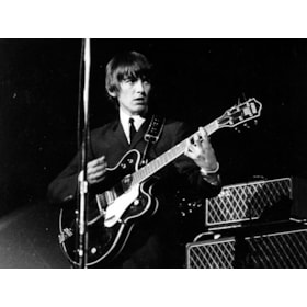 Réplica Guitarra Miniatura George Harrison Gretsch Country Gentleman Rosewood Hollow Body The Beatle