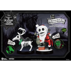 Santa Jack Skellington & Skeleton Reindeer Brilha no Escuro - Beast Kingdom